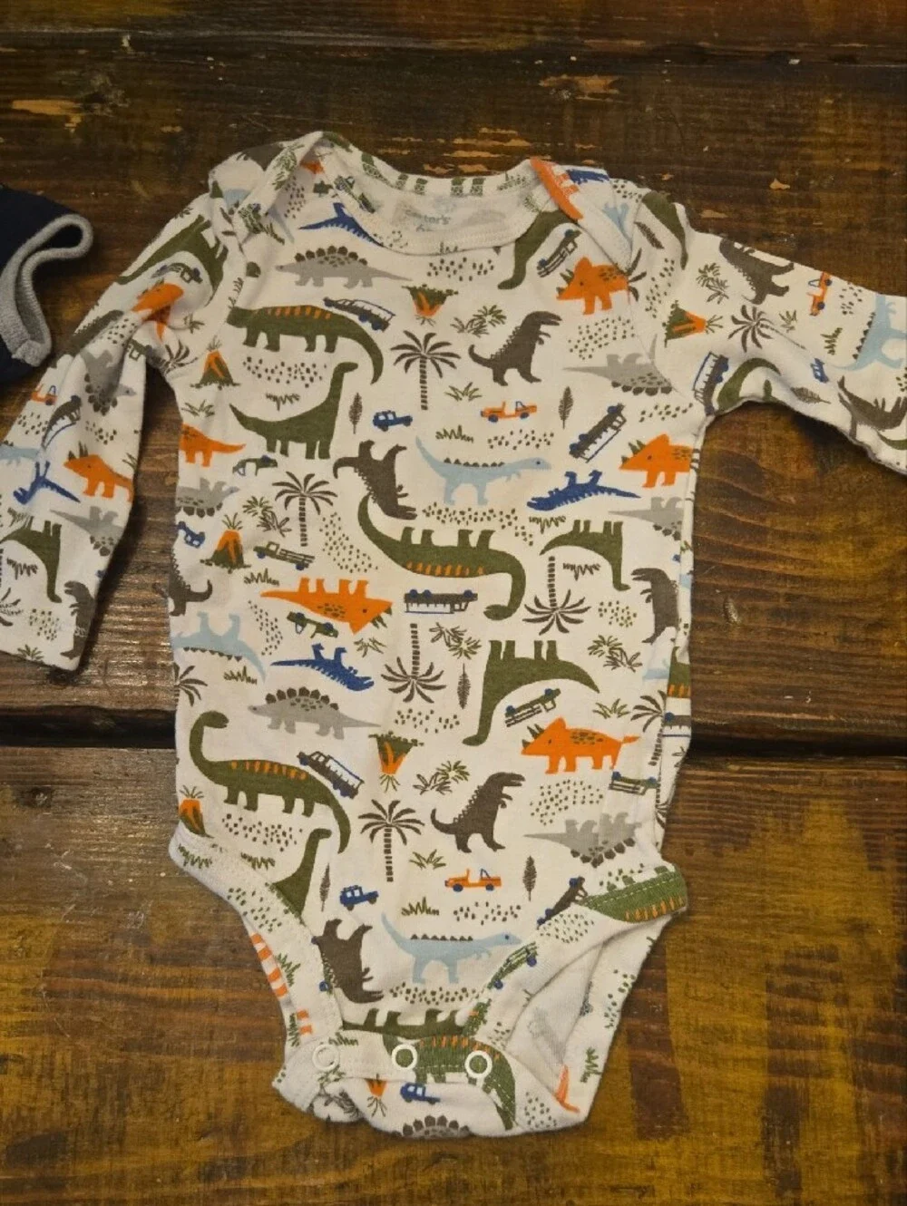 Kids Short-Sleeve Bodysuit Set - Navy & Multi Dinosaur Print